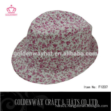 Top quality Wholesale Fashion children printed floral fedora hat